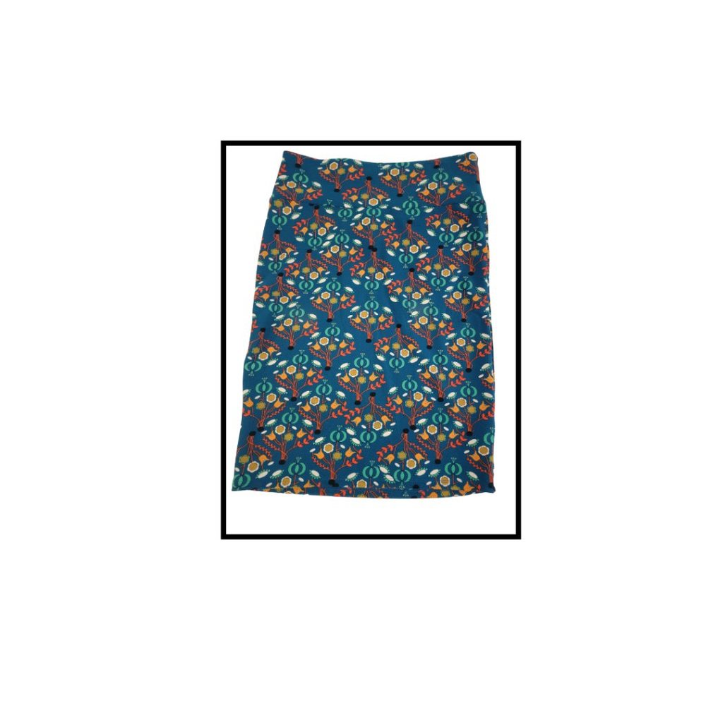 LulaRoe Cassie Pencil (Blue Multicolor Flowers Print)  XL